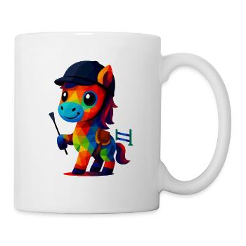 WPAP Polygon Kawaii Stil Tier Baby Pferd mit Kappe - Tasse - Weiß - Rechts