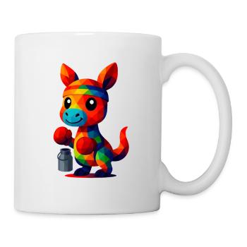 WPAP Polygon Kawaii Style Animals Baby Kangaroo Boxer - Mug - white - Right