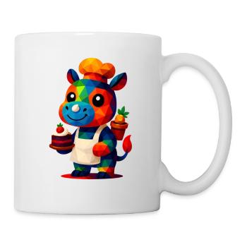 WPAP Polygon Kawaii Stil Tiere Baby Nilpferd Koch - Tasse - Weiß - Rechts