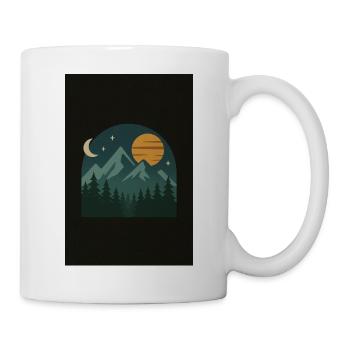 Night Mountain Landscape Illustration - Mug - white - Right