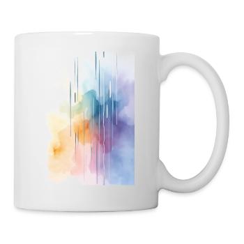 Wasserfarben abstrakt, Aquarell-Kunst farbig - Tasse - Weiß - Rechts