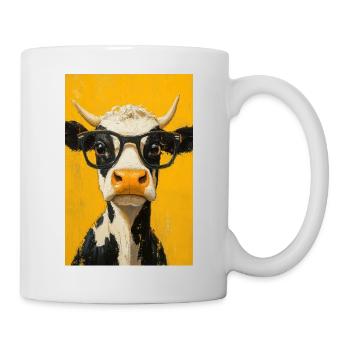 Coole Kuh mit Brille - Tasse - Weiß - Rechts