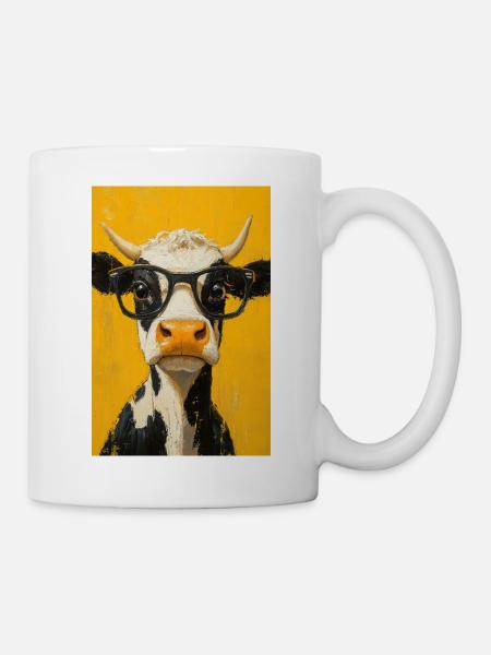 Coole Kuh mit Brille - Tasse - Weiß