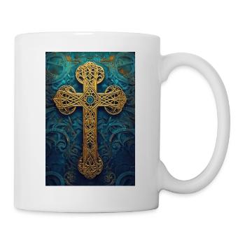 Ornate Golden Celtic Cross - Mug - white - Right