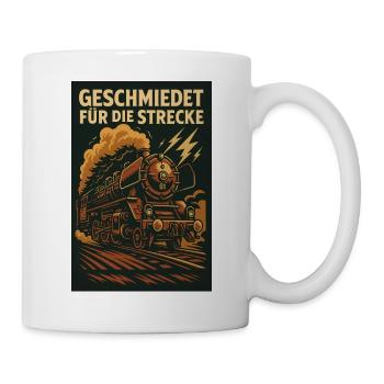 Railway steam locomotive forged for track - Mug - white - Right