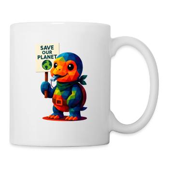 WPAP Polygon Kawaii Stil Tiere Baby Schildkröte - Tasse - Weiß - Rechts