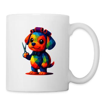 WPAP Polygon Kawaii Stil Tiere Baby Hund Hündchen - Tasse - Weiß - Rechts