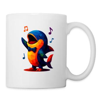 WPAP Polygon Kawaii Stil Tiere Baby Wal Sänger - Tasse - Weiß - Rechts