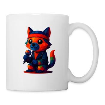 WPAP Polygon Kawaii Style Animals Baby Wolf Singer - Mug - white - Right