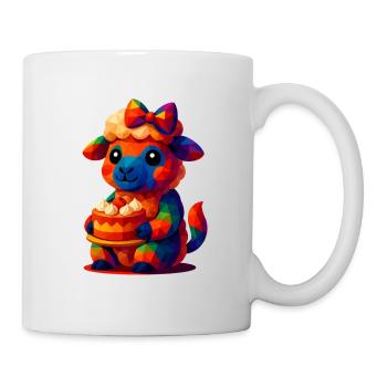 WPAP Polygon Kawaii Stil Tiere Baby Schaf (Lamm) - Tasse - Weiß - Rechts