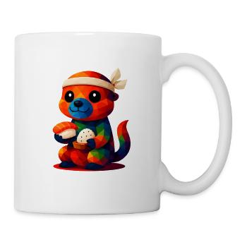 Polygon Kawaii Stil Tiere Baby Otter Sushi Meister - Tasse - Weiß - Rechts