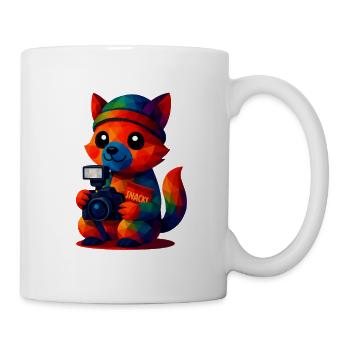 WPAP Polygon Kawaii Stil Tiere Baby Fuchs Fotograf - Tasse - Weiß - Rechts