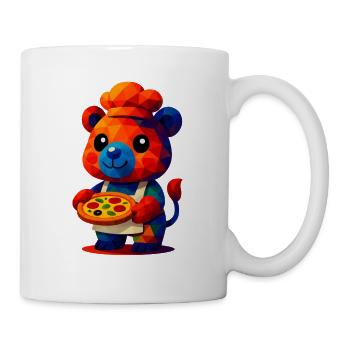 WPAP Polygon Kawaii Stil Tiere Baby Bär Pizzakoch - Tasse - Weiß - Rechts