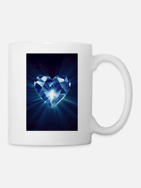 Coeur de diamant brillant - Mug blanc - blanc