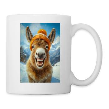 Smiling Donkey in Winter Hat - Mug - white - Right