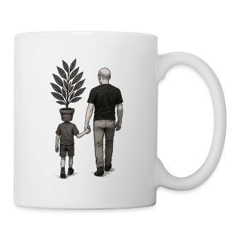 Elterliche Unterscheidung mit Blumentopf - Tasse - Weiß - Rechts