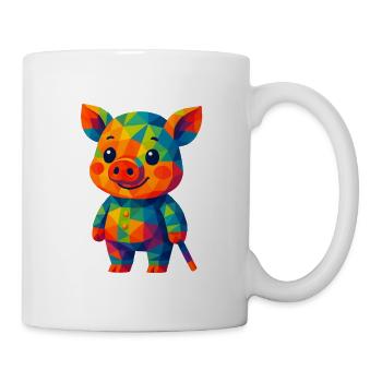 WPAP Polygon Kawaii Style Animals Baby Pig - Mug - white - Right