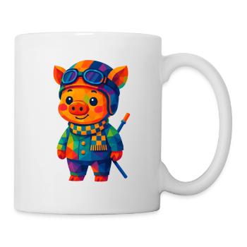 Polygon Kawaii Style Animals Baby Racer Pig - Mug - white - Right