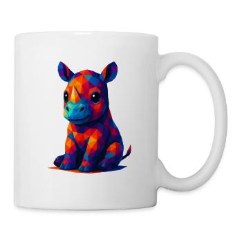 WPAP Polygon Kawaii Style Baby Rhino - Mug - white - Right