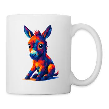 WPAP Polygon Kawaii Stil Tiere Baby Esel Eselchen - Tasse - Weiß - Rechts