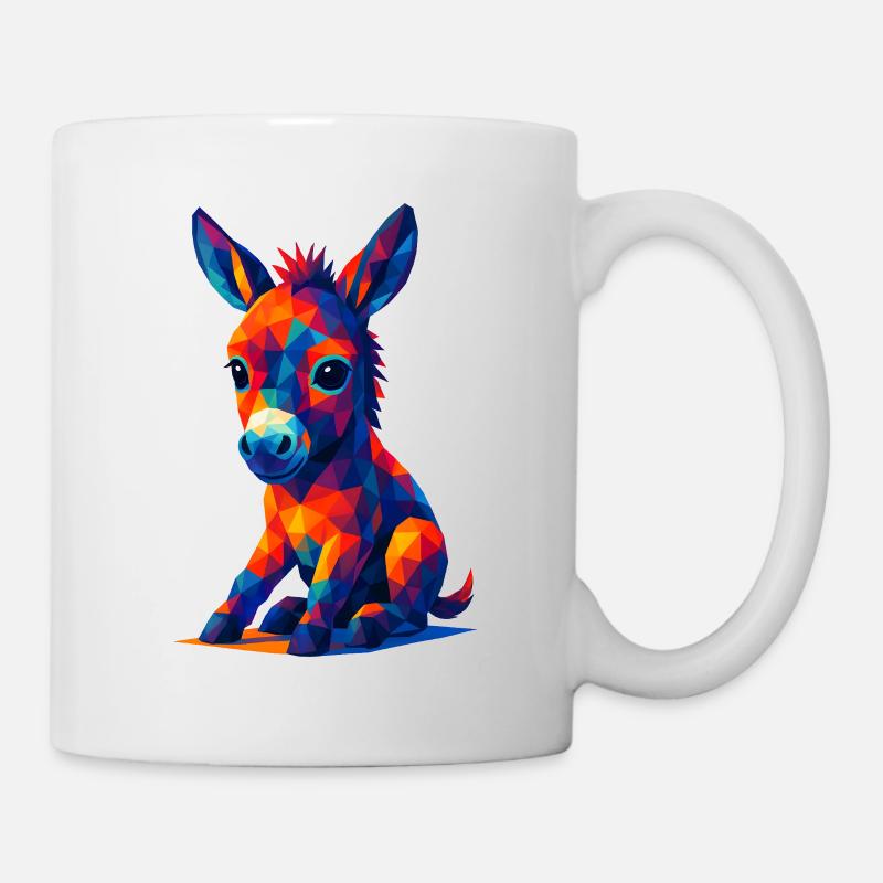 WPAP Polygon Kawaii Stil Tiere Baby Esel Eselchen - Tasse - Weiß