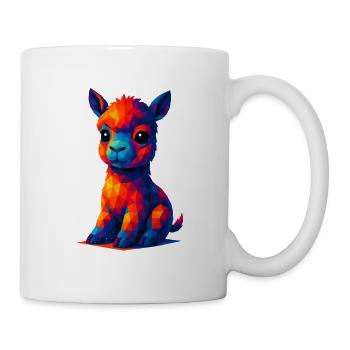 WPAP Polygon Kawaii Stil Tiere Baby Alpaka Lama - Tasse - Weiß - Rechts