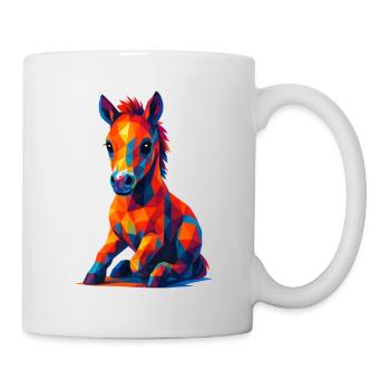 WPAP Polygon Kawaii Stil Tiere Baby Pferd Fohlen - Tasse - Weiß - Rechts