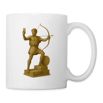 Kunstvolle Bogenschützen Skulptur - Tasse - Weiß - Rechts