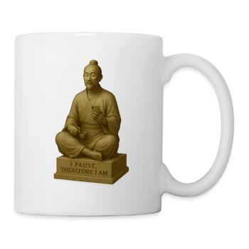 Meditativer Mönch mit Smartphone - Tasse - Weiß - Rechts
