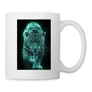 Neonfarbener Jaguar in Bewegung - Tasse - Weiß - Rechts