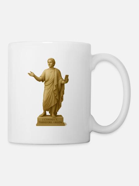 Moderne griechische Statue mit Smartphone - Tasse - Weiß