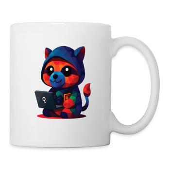 WPAP Polygone Kawaii Style Animaux Bébé Raton laveur - Mug blanc - blanc - Droite