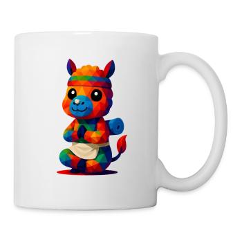 WPAP Polygon Kawaii Stil Tiere Baby Alpaka Yoga - Tasse - Weiß - Rechts