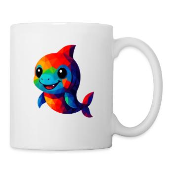 WPAP Polygon Kawaii Stil Tiere Baby Hai - Tasse - Weiß - Rechts