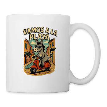 Vamos A La Playa Esel Roller Spanien Urlaub Ferien - Tasse - Weiß - Rechts