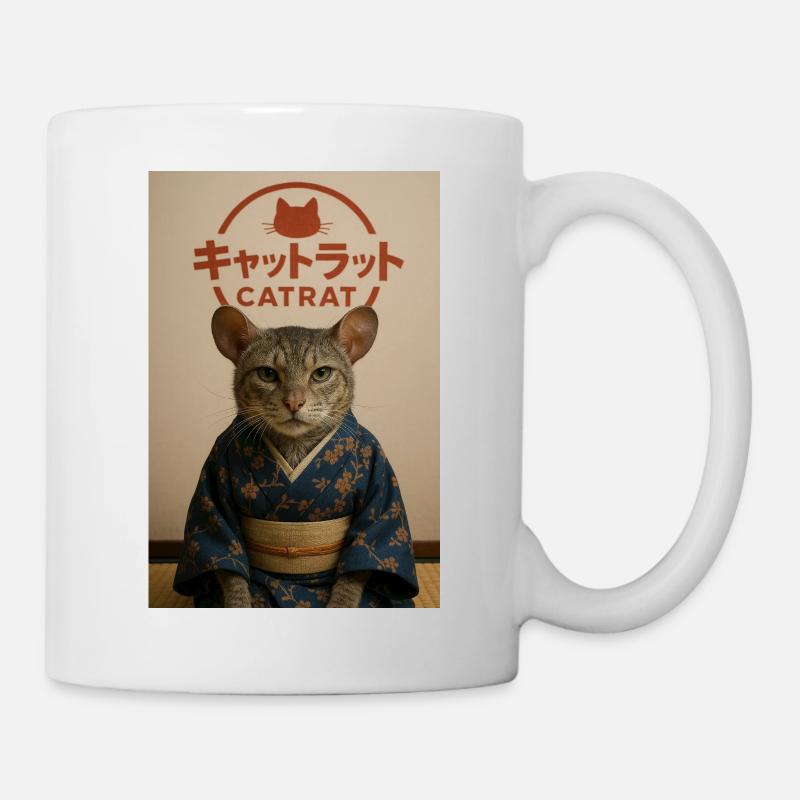 L’élégance du chat en kimono - Mug blanc - blanc