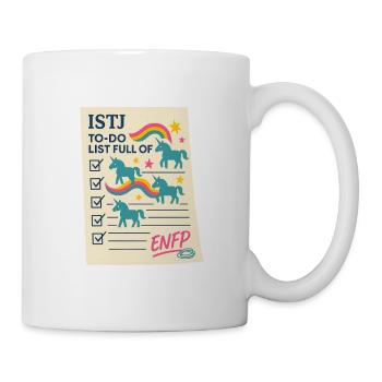 ISTJ × ENFP: „To-Do-Liste voller Einhörner.“ - Tasse - Weiß - Rechts