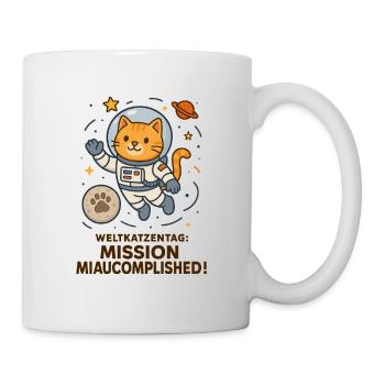 Katze Weltkatzentag Kater Astronaut Weltraum - Tasse - Weiß - Rechts