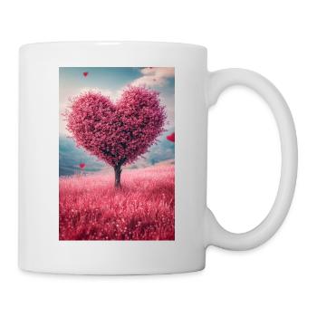 Romantischer Herzbaum in voller Blüte - Tasse - Weiß - Rechts