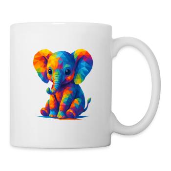 WPAP Polygon Kawaii Stil Baby Elefant - Tasse - Weiß - Rechts