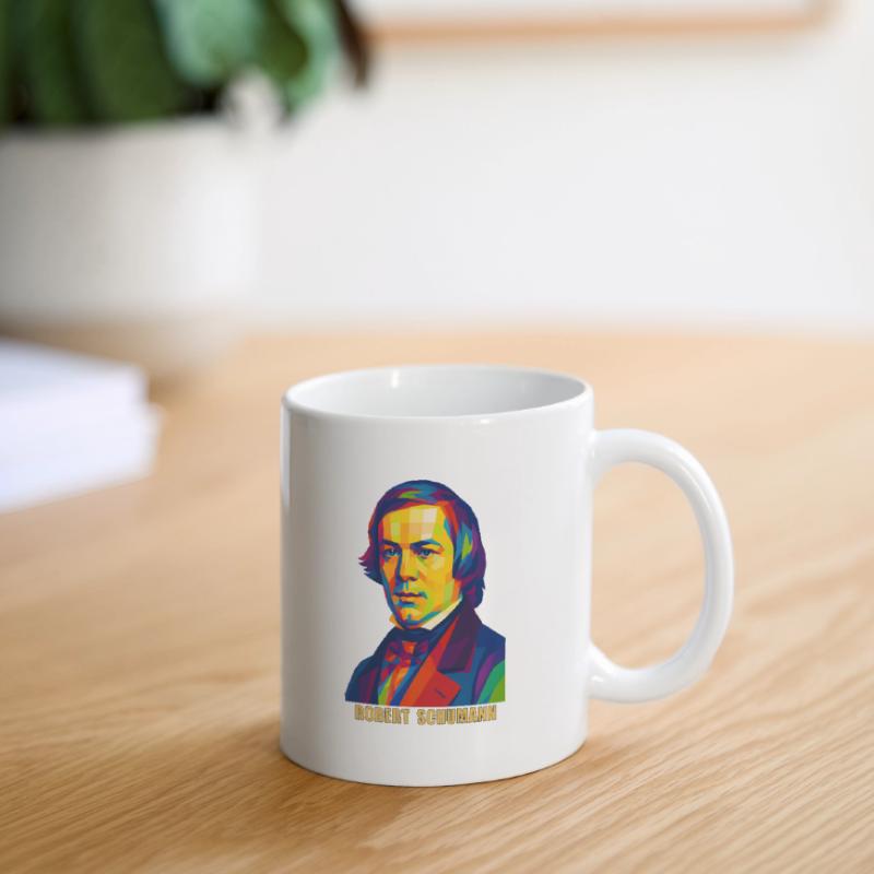WPAP Polygon Portrait Robert Schumann Compositeur Mug blanc