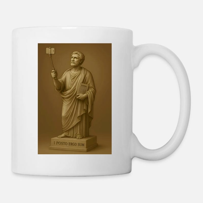 Barocker Philosoph mit Selfie-Stick - Tasse - Weiß