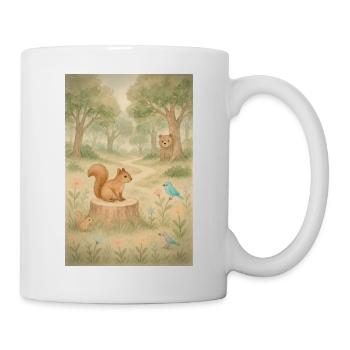 Eichhörnchen in freier Wildbahn mit seinen Freunden - Tasse - Weiß - Rechts