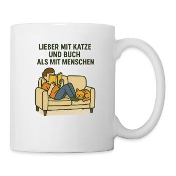 Cat World Cat Day Cat Sofa Chill Book relax - Mug - white - Right