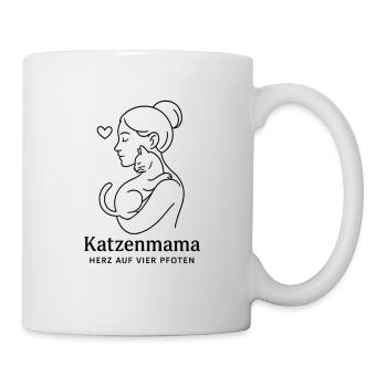 Herz auf vier Pfoten Katzenmama - Tasse - Weiß - Rechts