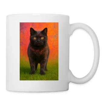 Nachtkatze mit Farbexplosion im Hintergrund - Tasse - Weiß - Rechts