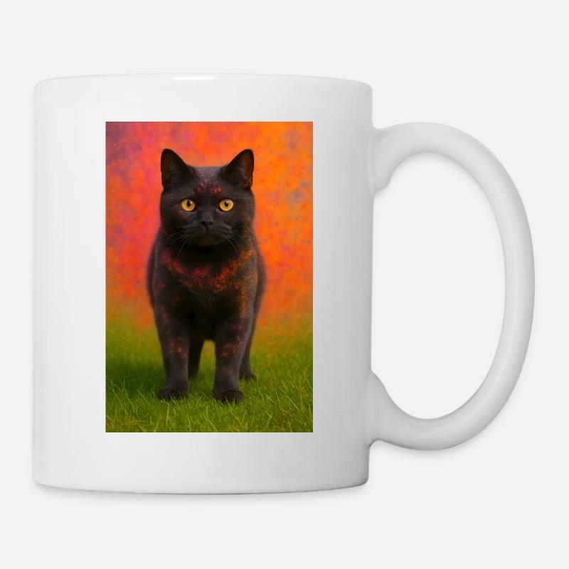 Chat de nuit avec explosion de couleurs en arrière-plan - Mug blanc - blanc