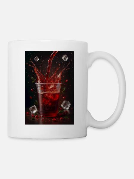 Energieshot mit Beeren und Eiswürfeln - Tasse - Weiß