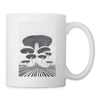 Optischer Pilzwald - Tasse - Weiß - Rechts