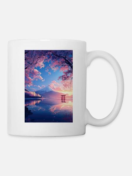 Ruhiger Blick auf den Mount Fuji - Tasse - Weiß